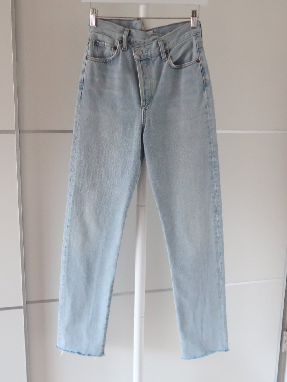 AGOLDE Criss Cross Straight Jeans Size 23 Light Wash High Rise Organic Cotton